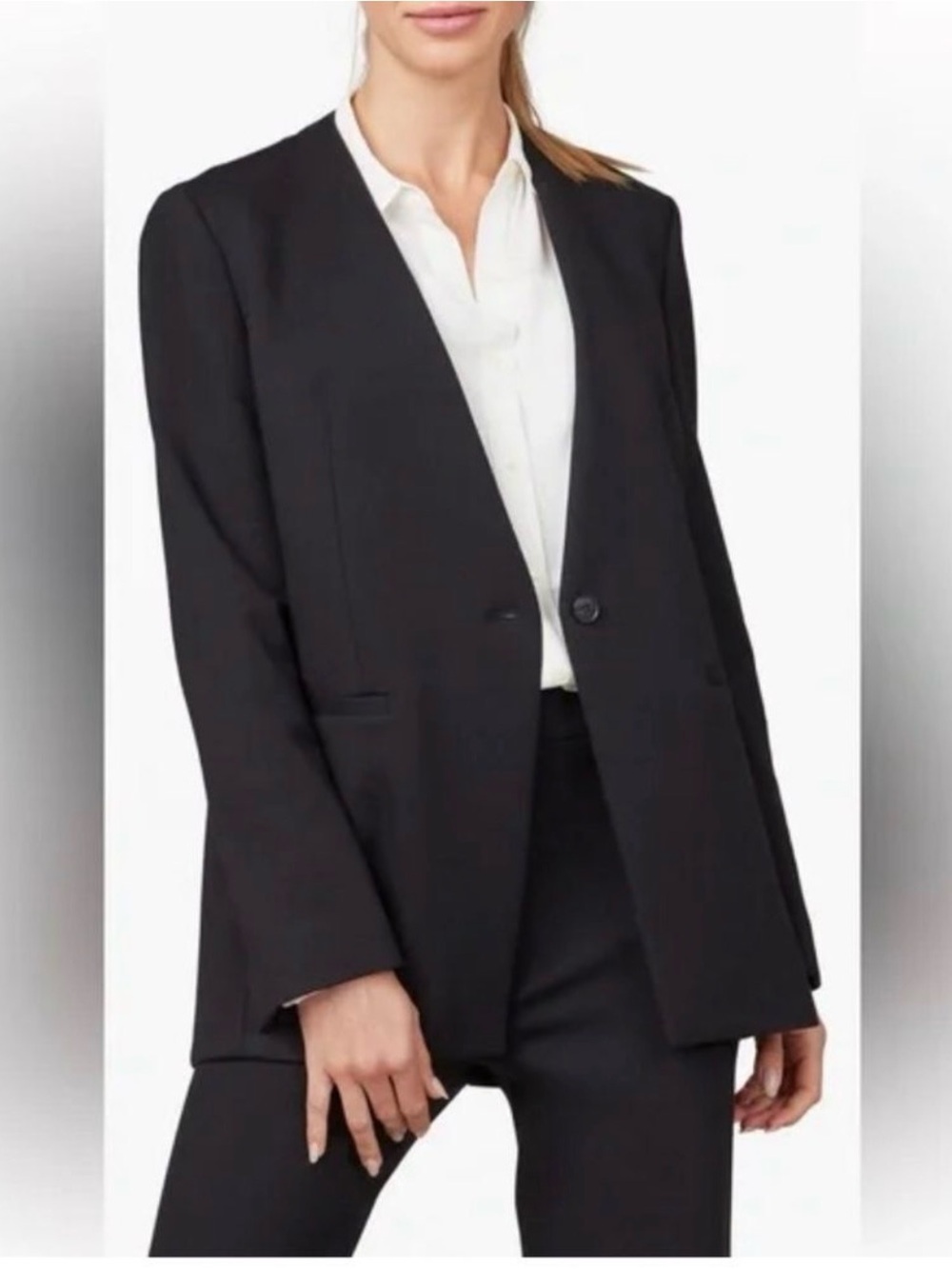 Spanx The Perfect Collarless Blazer Black Ponte Knit One Button size 1X